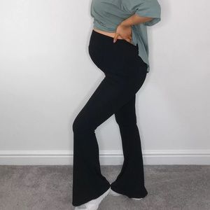 Bell Bottom Flared Leggings Ribbed Maternity Pants Missguided NWT